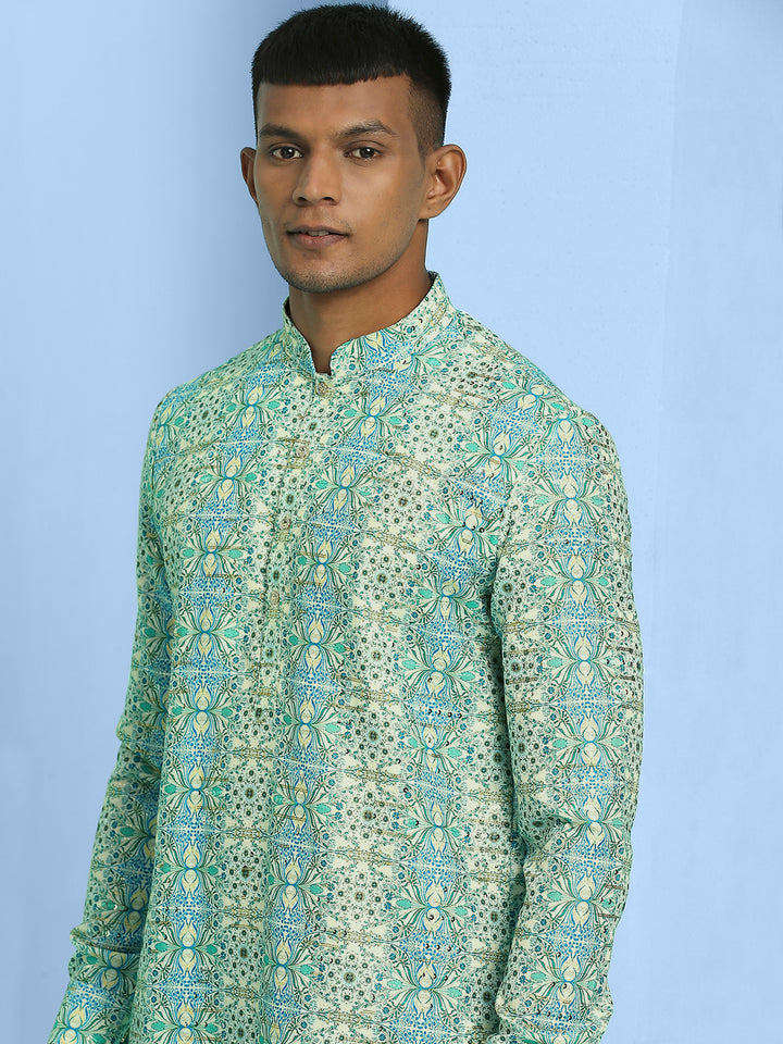 Short Kurta with Motif Print and sequins work