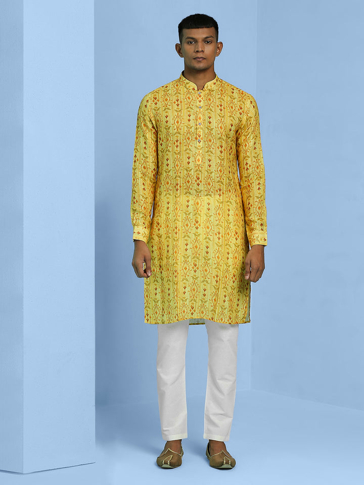 Linen Slub Printed Kurta