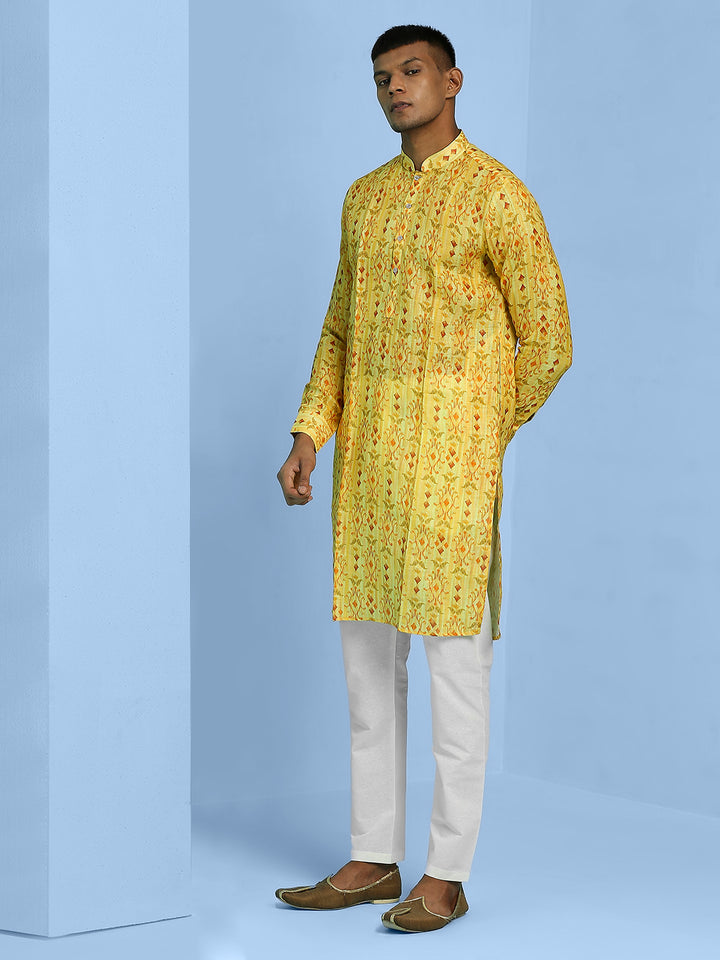 Linen Slub Printed Kurta