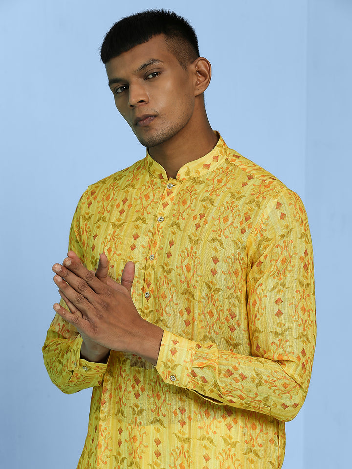 Linen Slub Printed Kurta