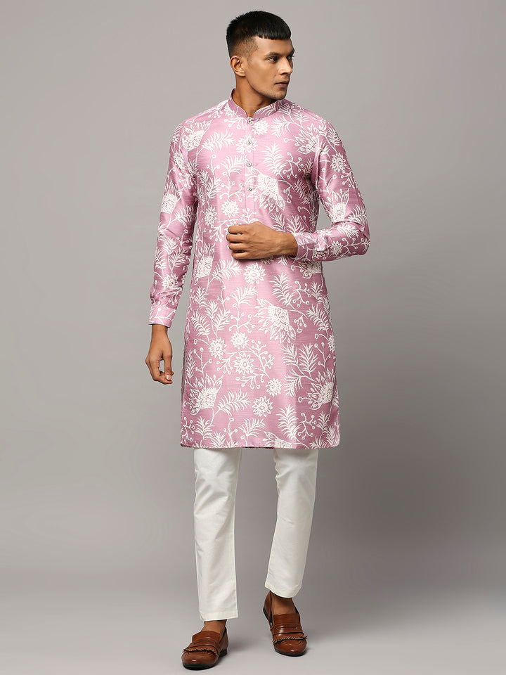 Silk Cotton Kurta with Floral Print