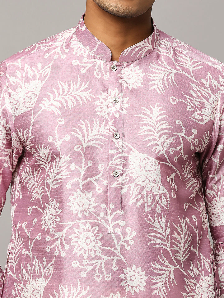 Silk Cotton Kurta with Floral Print