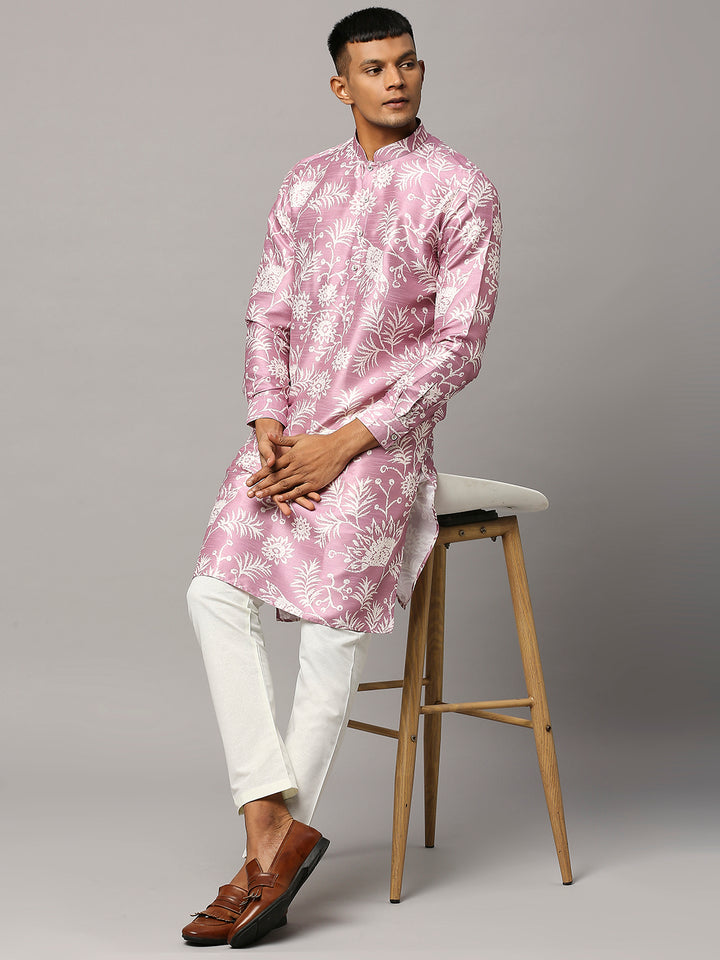 Silk Cotton Kurta with Floral Print