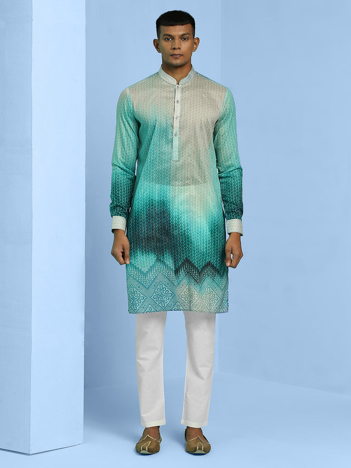 Ombre Printed Short Kurta with Sequins Work