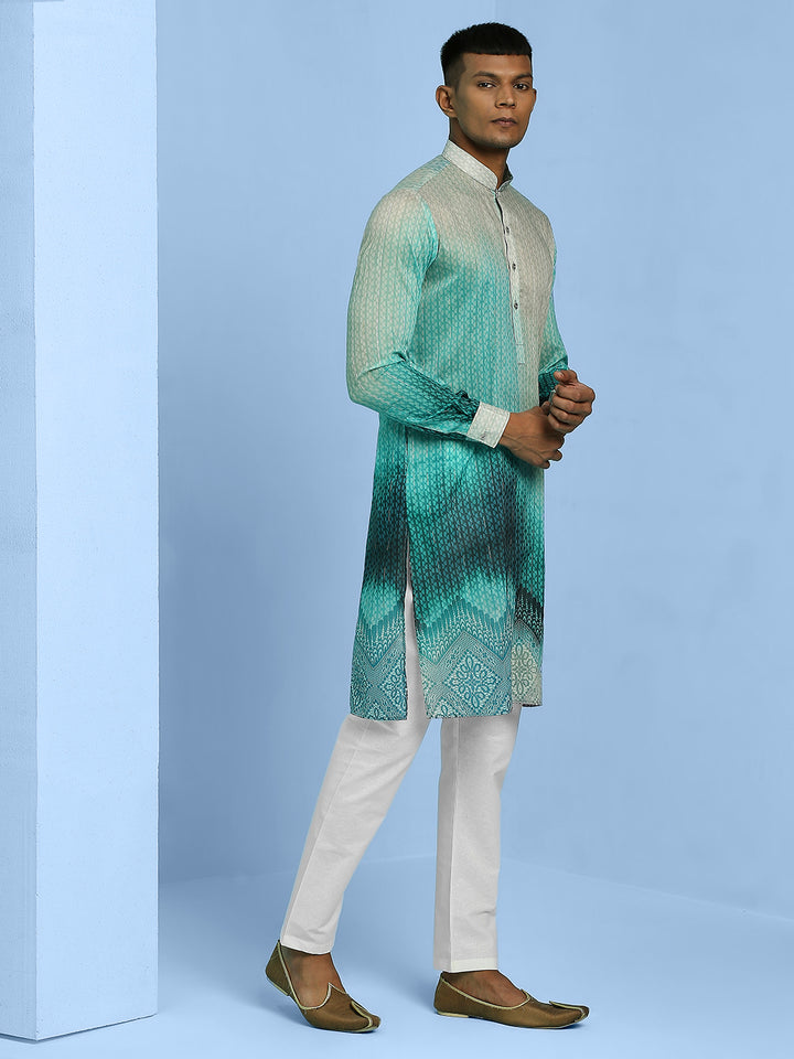 Ombre Printed Short Kurta with Sequins Work