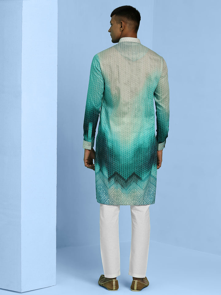 Ombre Printed Short Kurta with Sequins Work