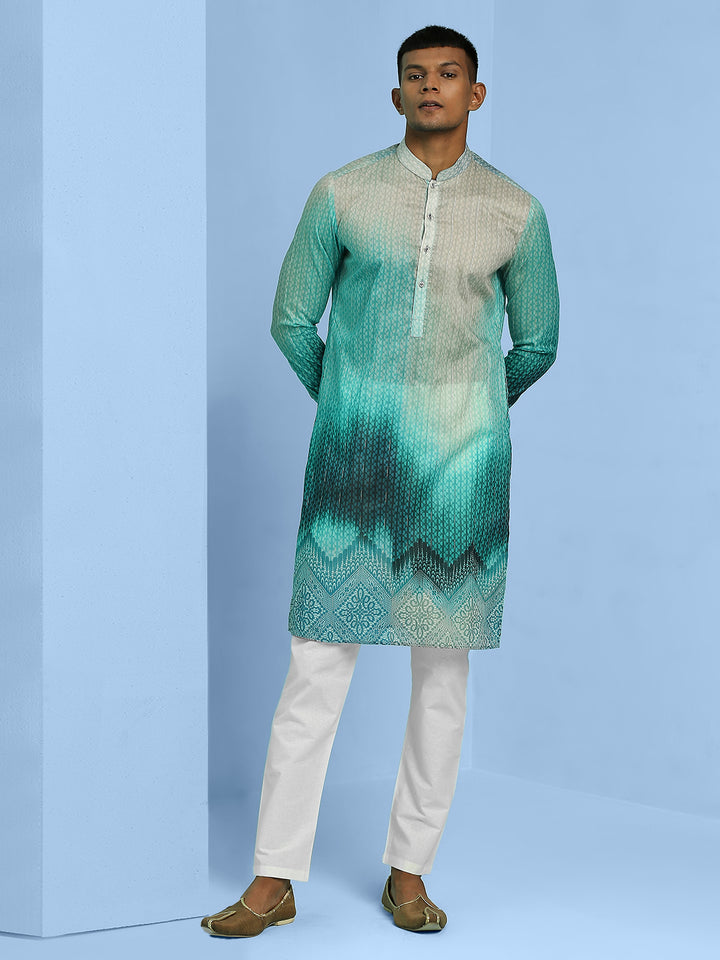 Ombre Printed Short Kurta with Sequins Work