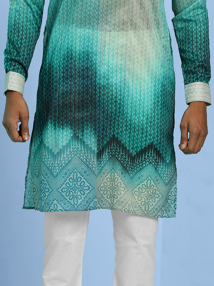 Ombre Printed Short Kurta with Sequins Work