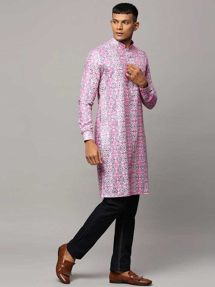 Sequins Kurta with Ethnic Motifs Print