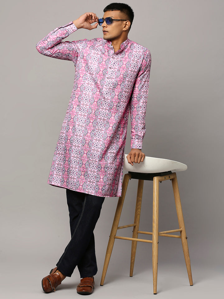 Sequins Kurta with Ethnic Motifs Print