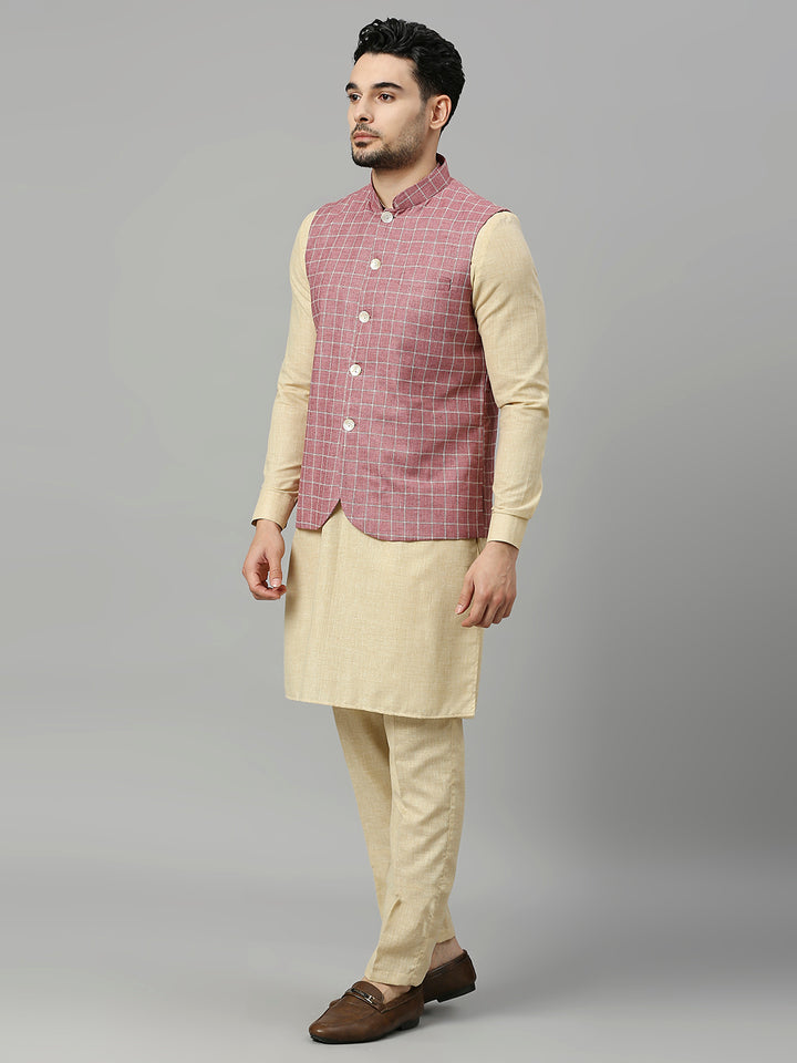 Kurta Set with Jute Cotton Nehru Jacket