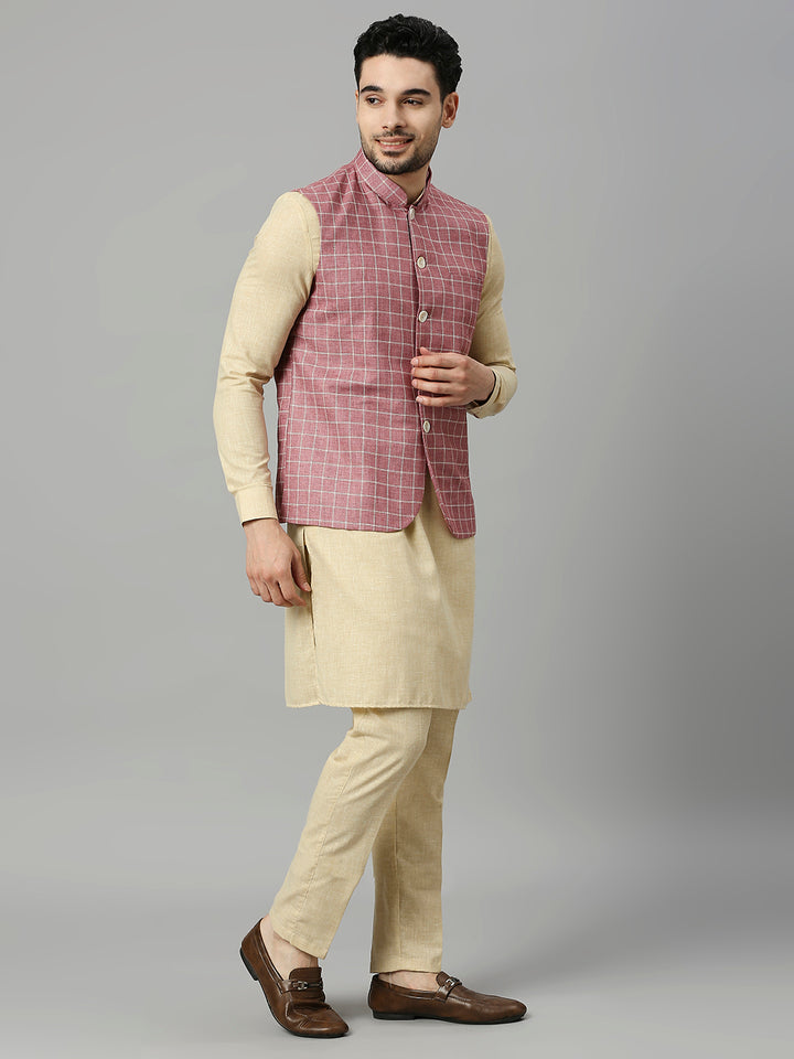 Kurta Set with Jute Cotton Nehru Jacket