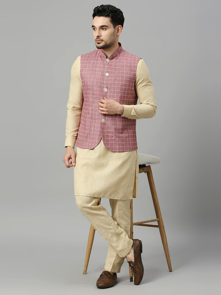 Kurta Set with Jute Cotton Nehru Jacket