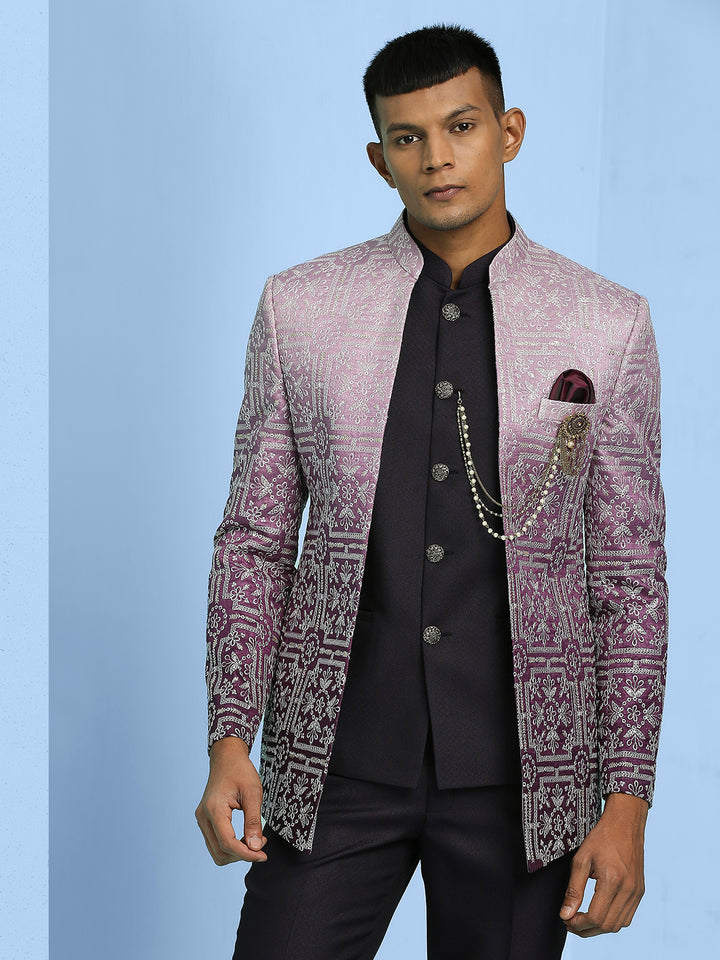 Ombre Open Pattern Jodhpuri Suit - Main Image