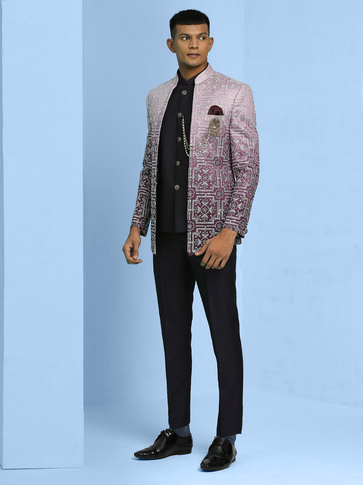 Ombre Open Pattern Jodhpuri Suit – Essas Club