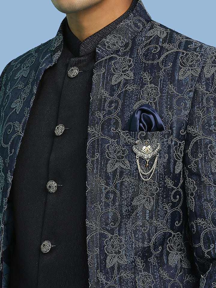 Open Pattern Jodhpuri Suit with Dori Work