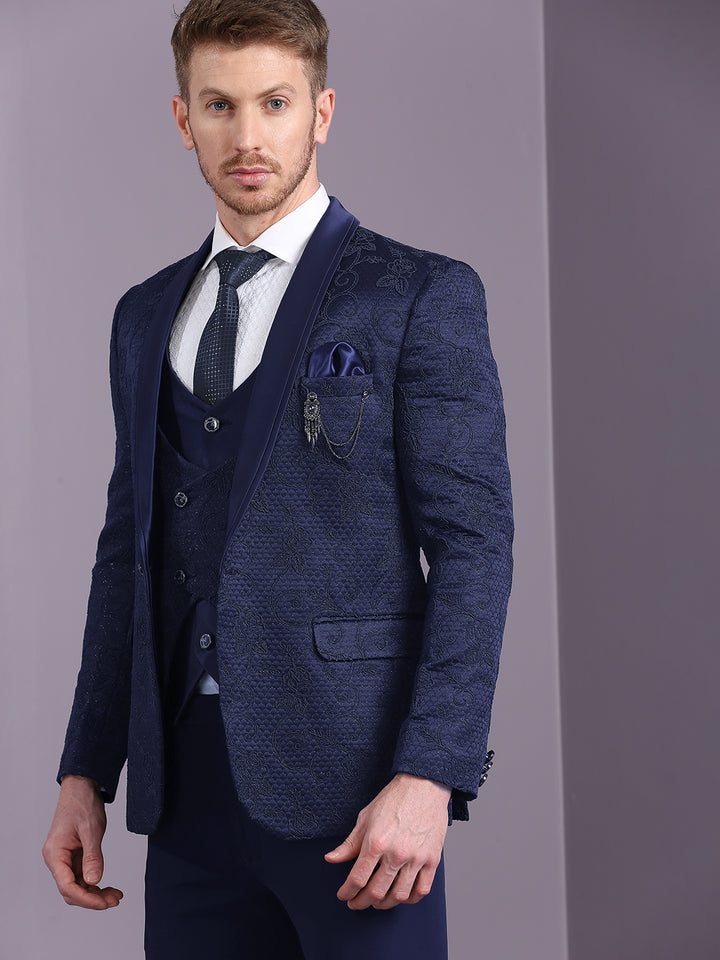 Jacquard Suit with Blue Dori Work