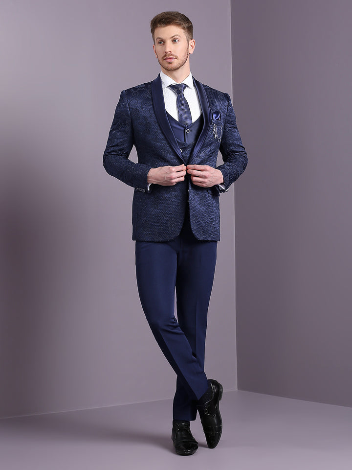 Jacquard Suit with Blue Dori Work