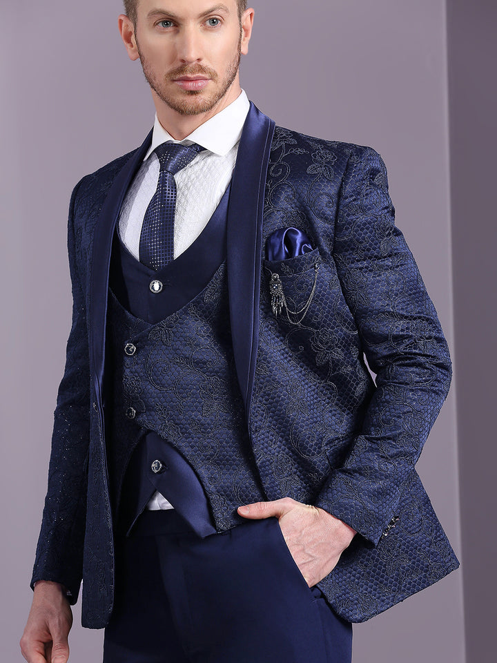 Jacquard Suit with Blue Dori Work