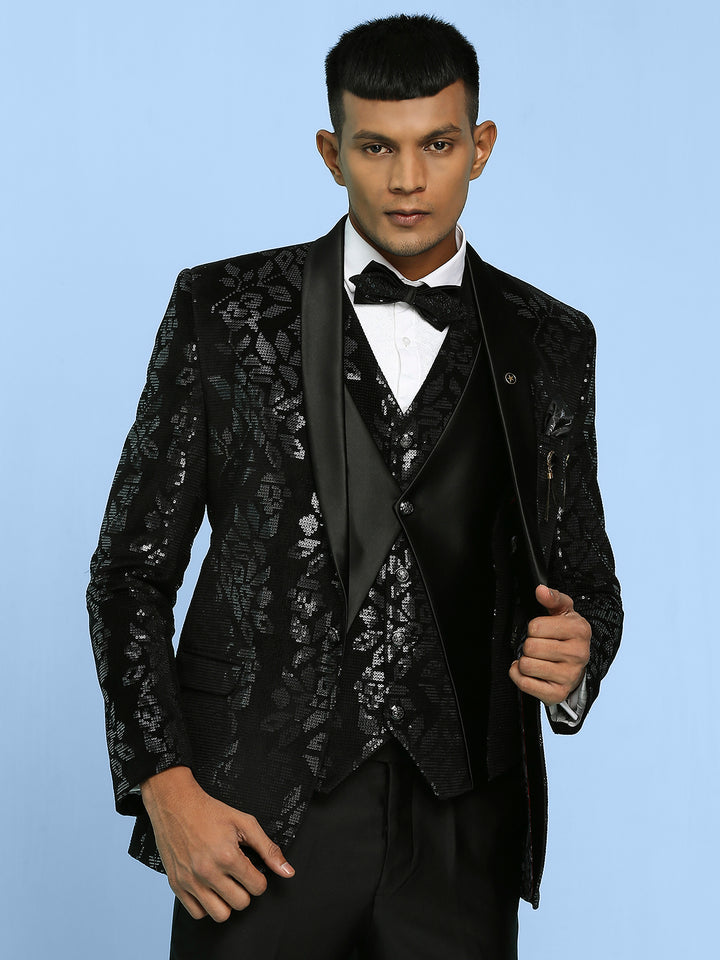 Velvet Suit with floral Sequins Work