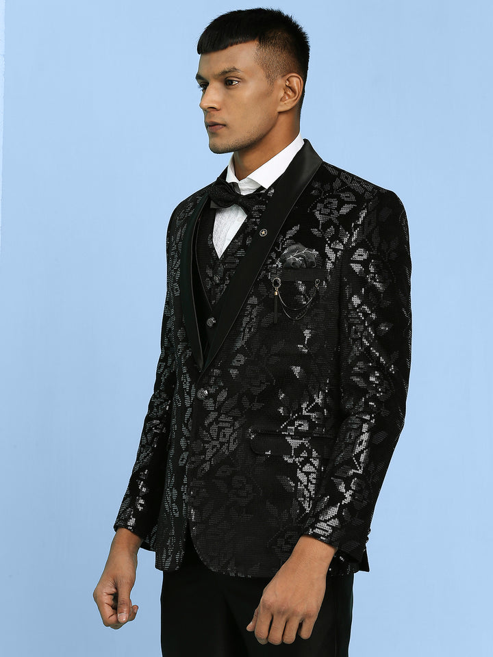 Velvet Suit with floral Sequins Work