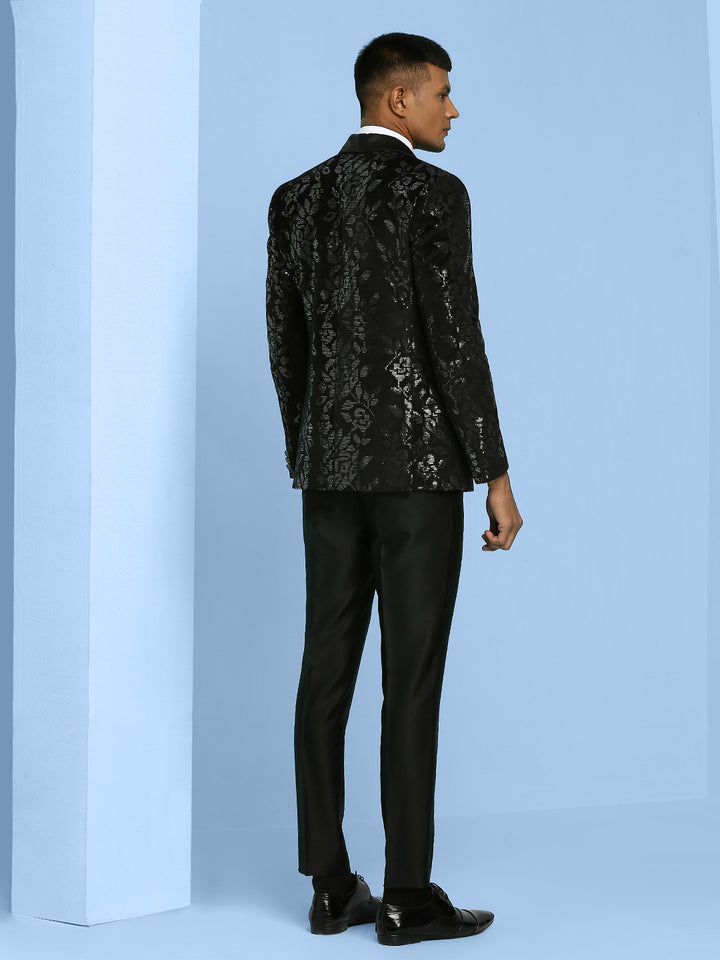 Velvet Suit with floral Sequins Work