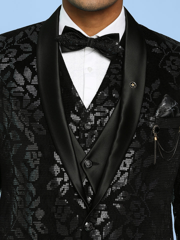 Velvet Suit with floral Sequins Work