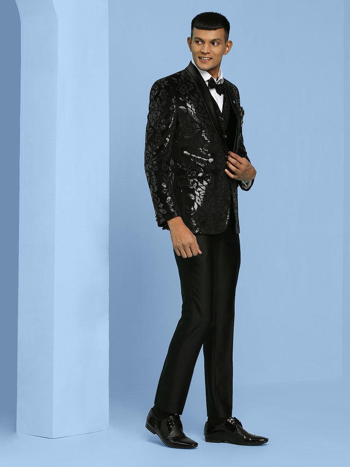 Velvet Suit with floral Sequins Work