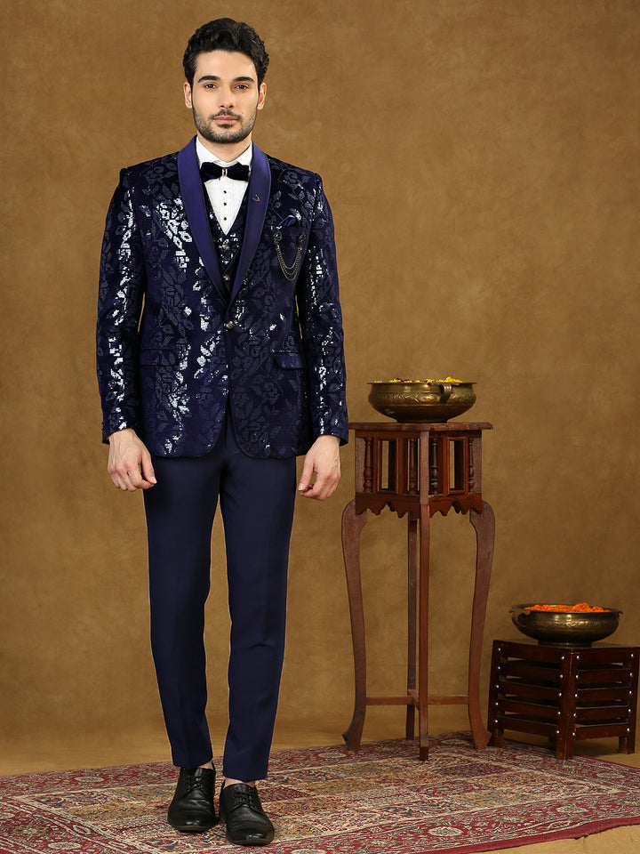 Velvet Suit with floral Sequins Work