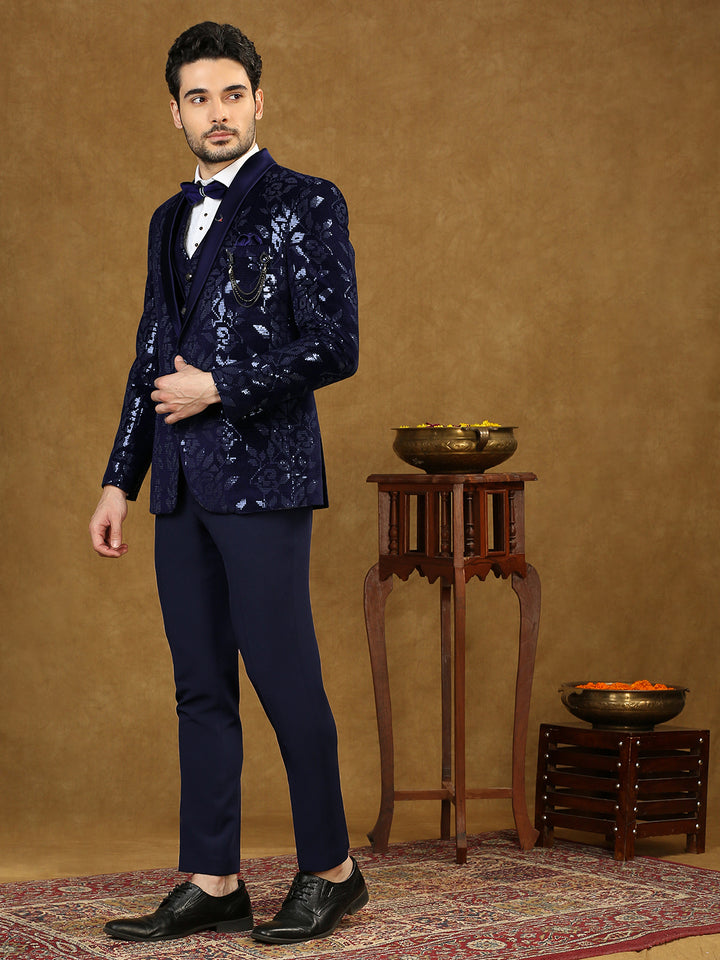 Velvet Suit with floral Sequins Work