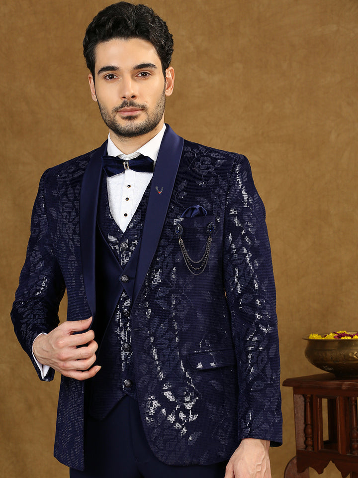 Velvet Suit with floral Sequins Work