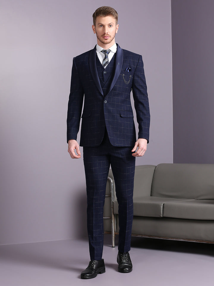 Suit with Blue and Cream Lining Checks