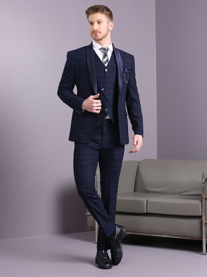 Suit with Blue and Cream Lining Checks