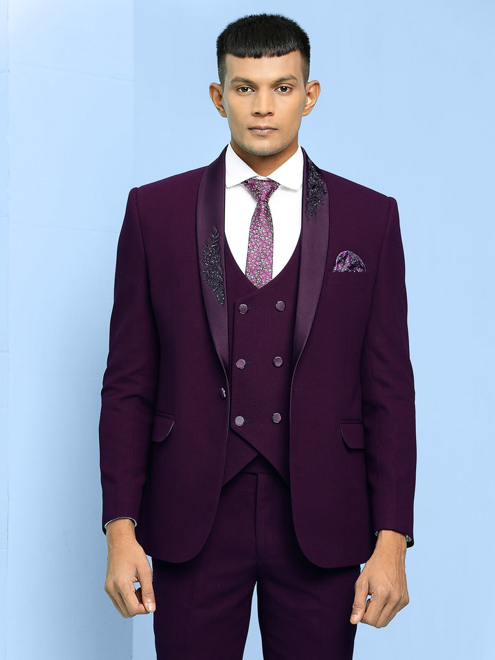 Suit with Boota Embroidery on lapels