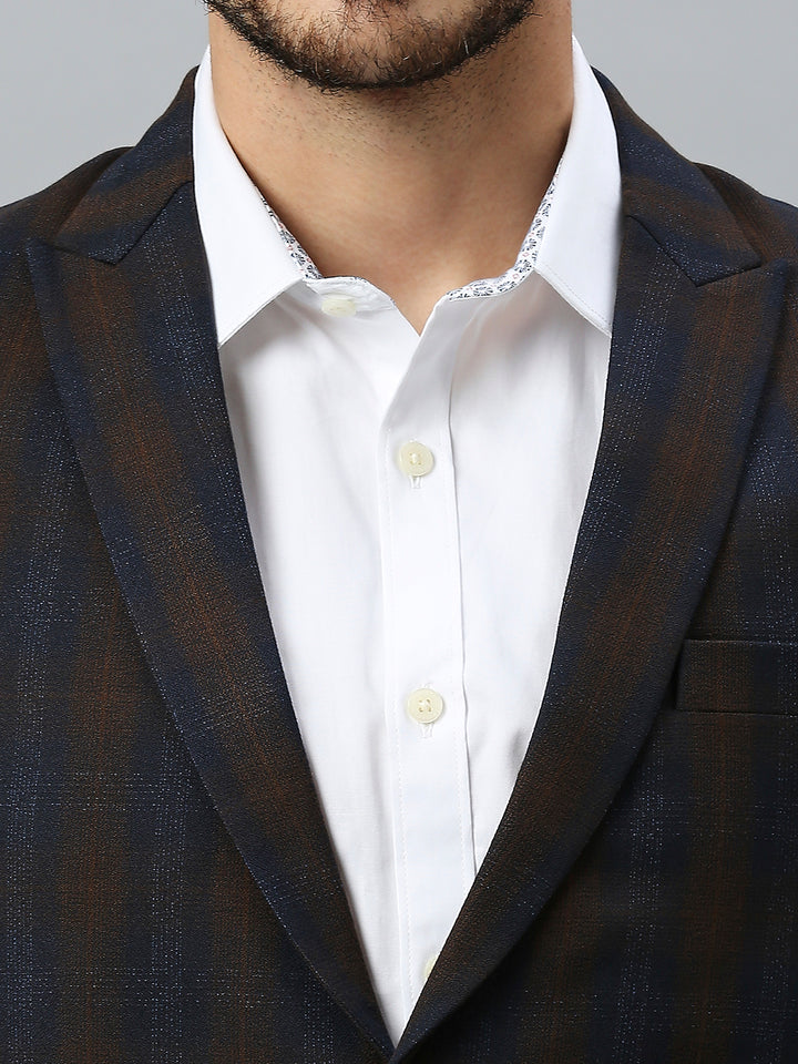 Double-Breasted Blazer with Brown Chex