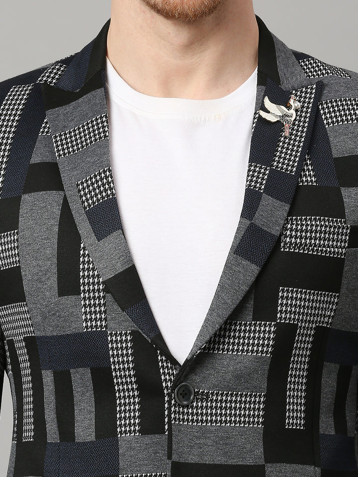 Knitted Geometric Jacquard Blazer